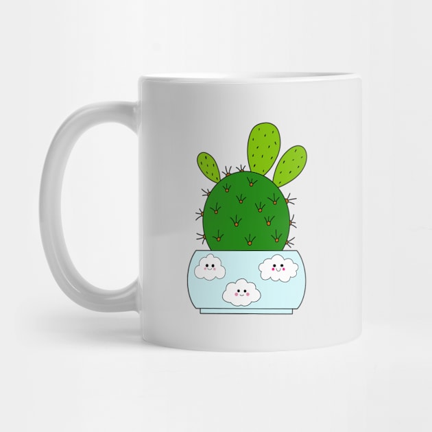 Cute Cactus Design #199: Cactus Hybrid In Cute Cloudy Pot by DreamCactus